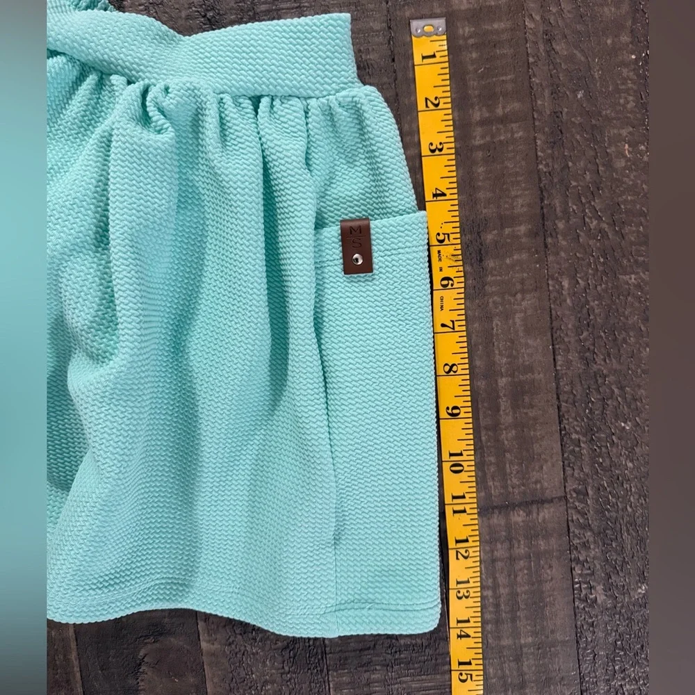 MINISTREET handmade skort size 8 • NWT • aqua • stretchy waist + big pockets ✨